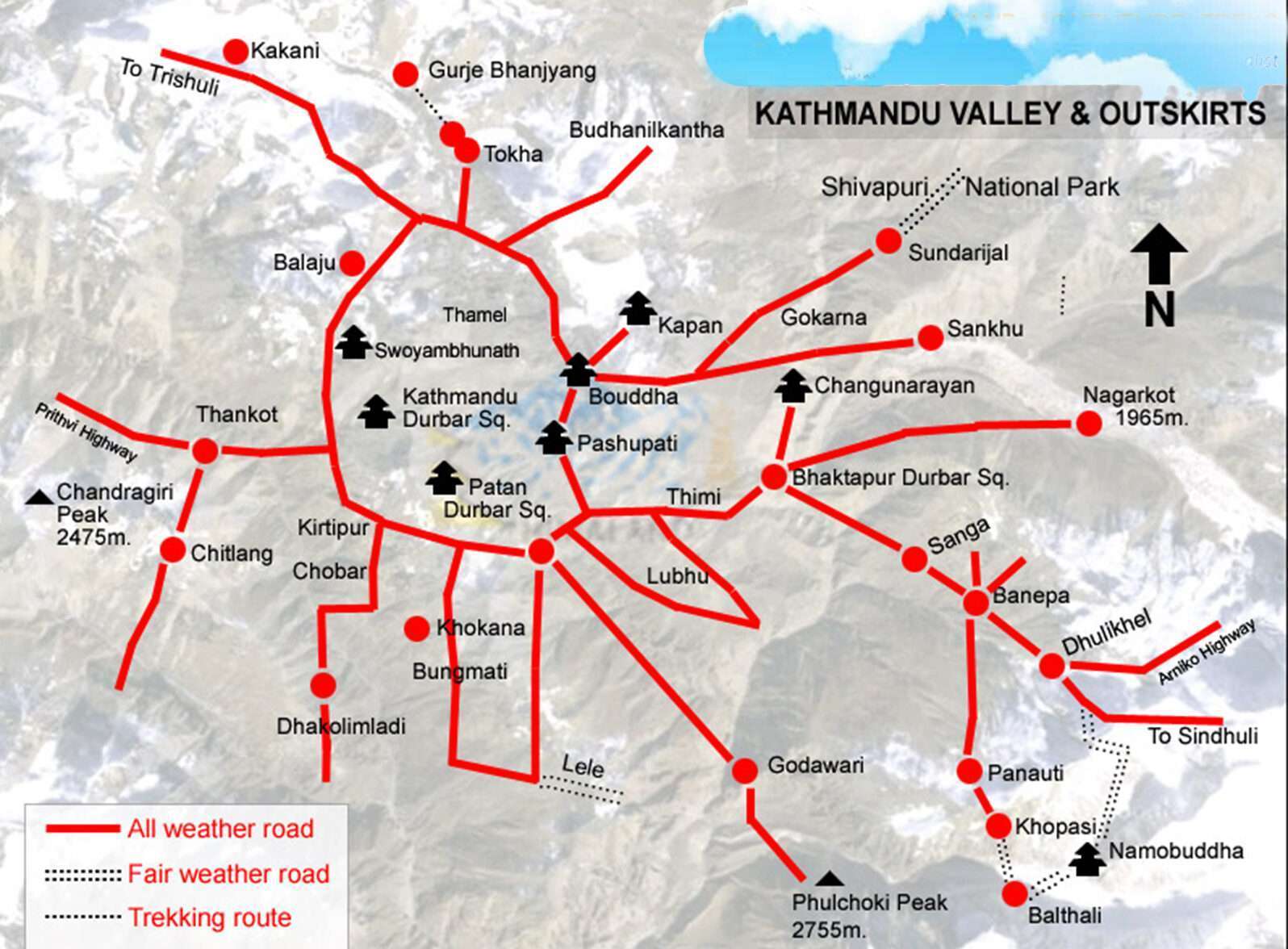 Map of Kathmandu Valley