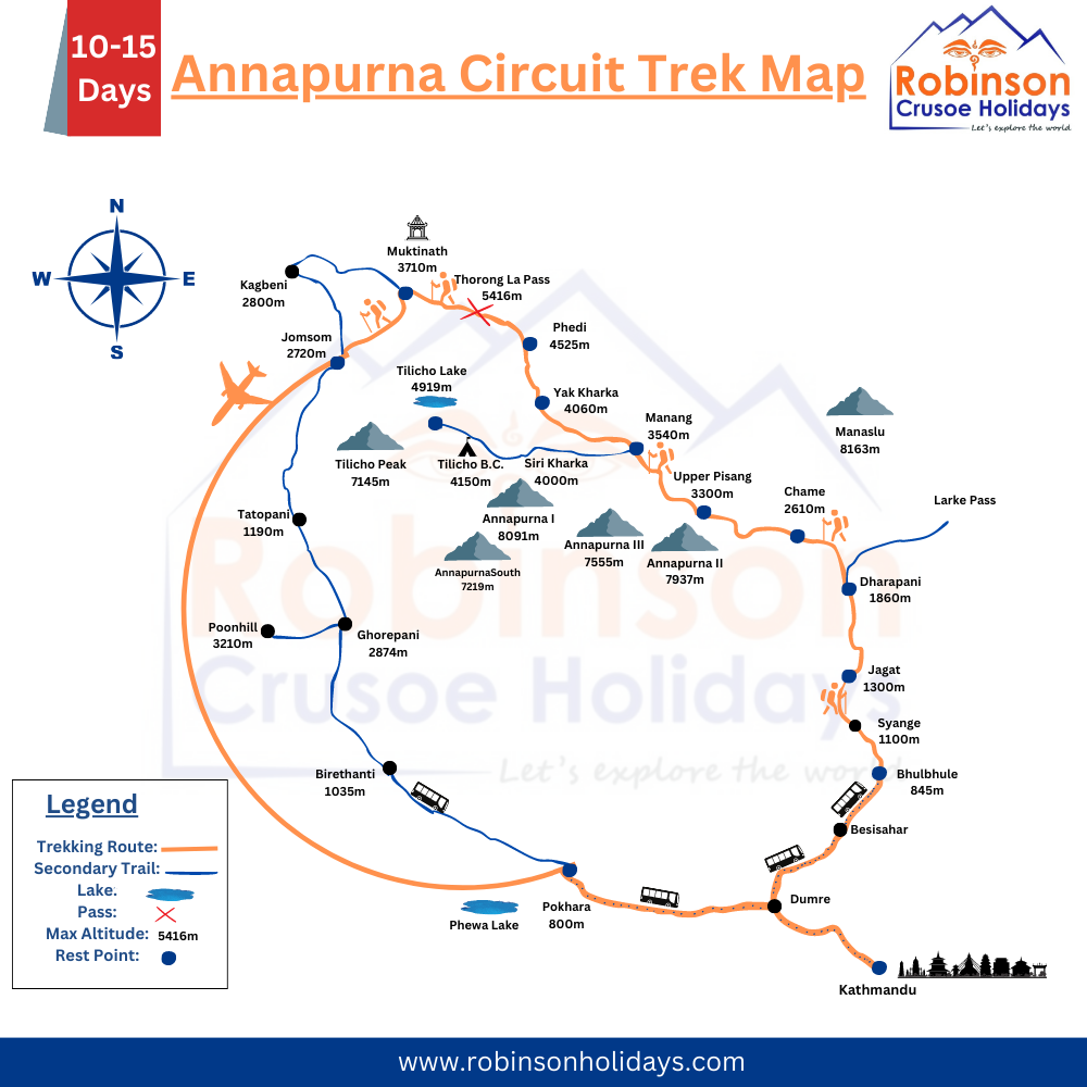 Annapurna Circuit Trek Map 